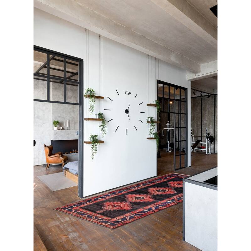 ECARPETGALLERY Hand-knotted Konya Anatolian Black, Red Wool Rug - 3'7 x 9'7