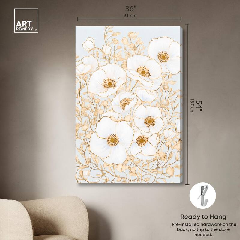 White and Gold Poppies I Canvas by Art Remedy, Gallery Wrapped