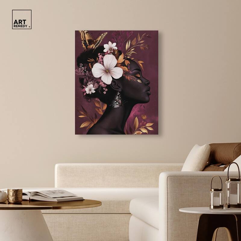 She Blooms in Darkness I Canvas by Art Remedy, Gallery Wrapped