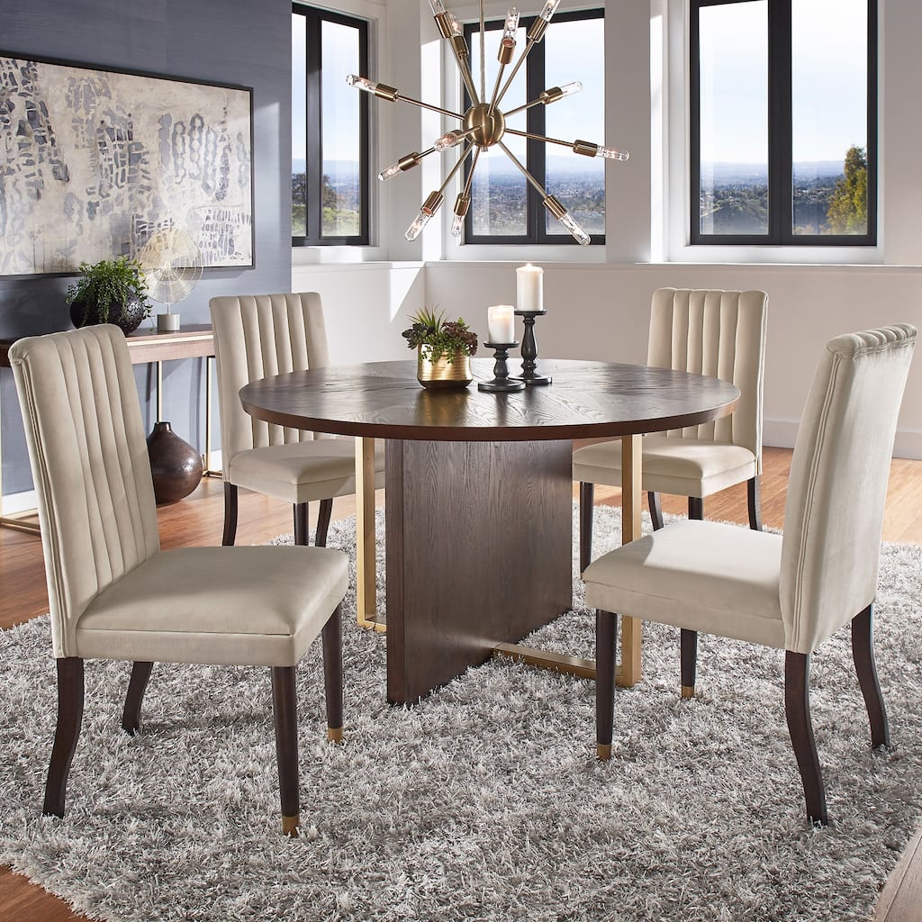 Andrea Espresso and Velvet 5-Piece Dining Set by iNSPIRE Q Modern