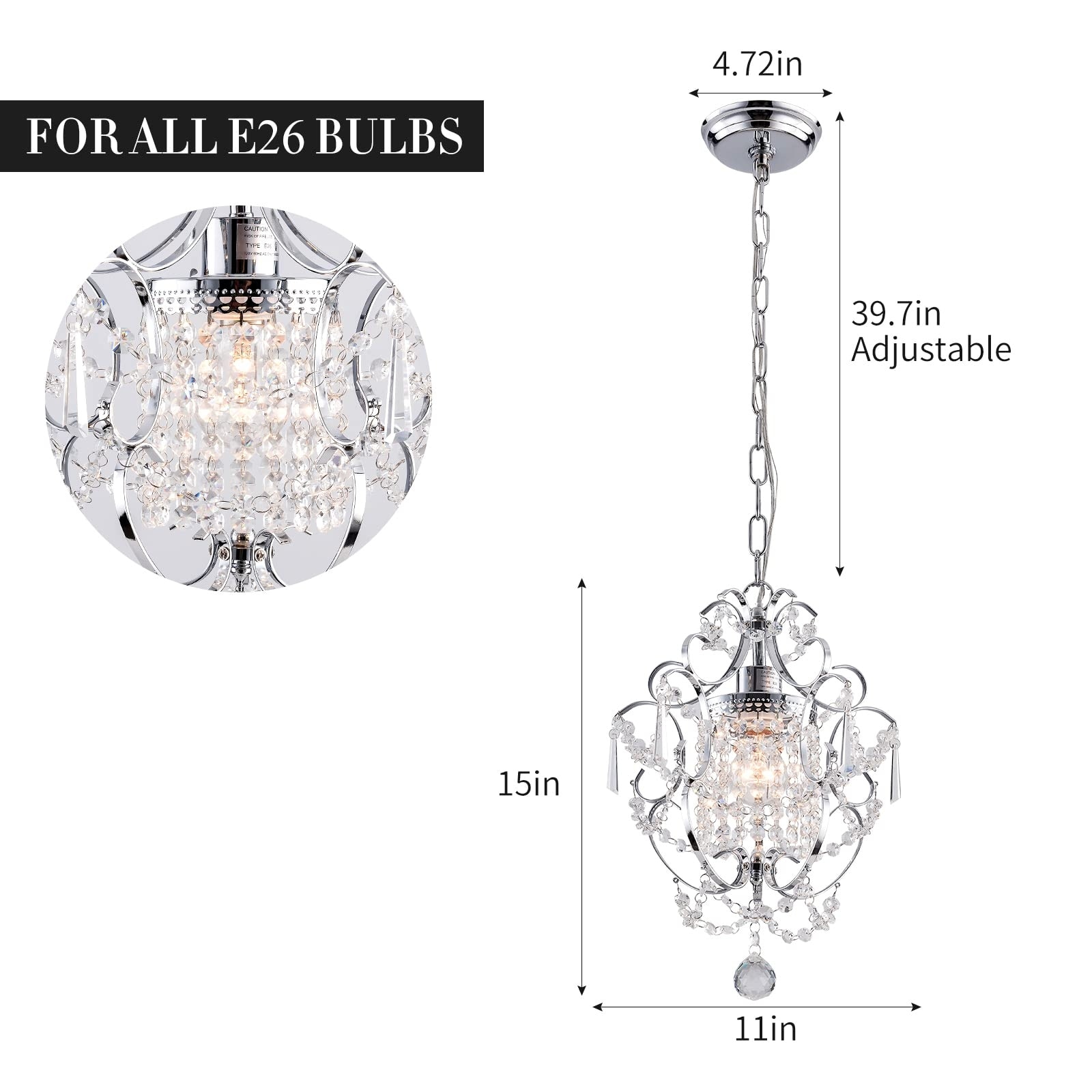 Mini Chandelier Light Fixture,Modern Chrome Crystal Ceiling Light Fixtures  1 Light Small Chandeliers for Bathroom - Bed Bath \u0026 Beyond - 40643480, image size:1600x1600