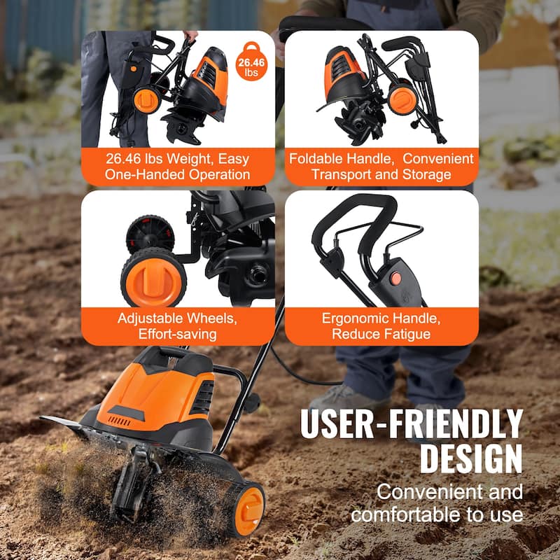 Electric Tiller Rototiller for Garden Lawn Soil Digging