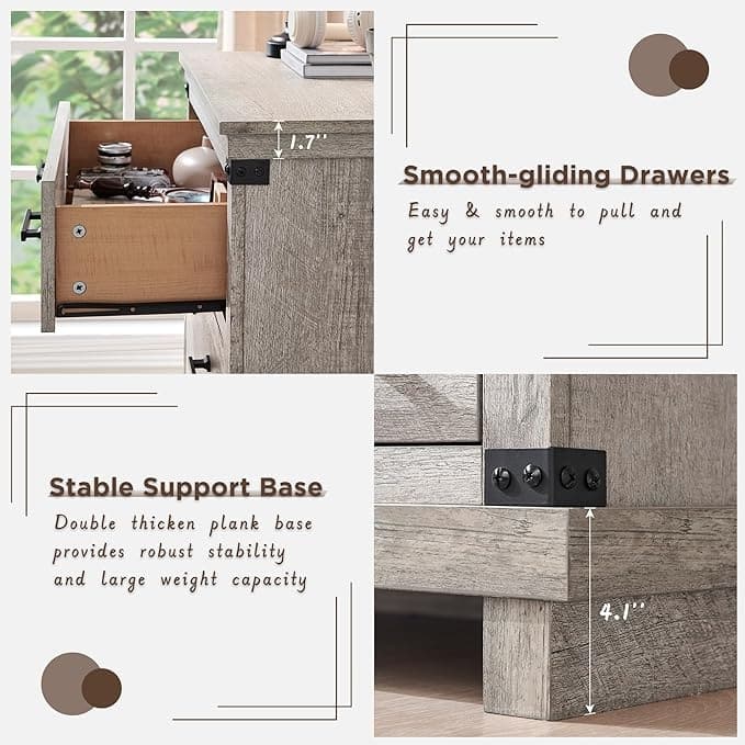 Farmhouse 6 Drawers Dresser, Wood Chest of Drawers, Closet Dresser