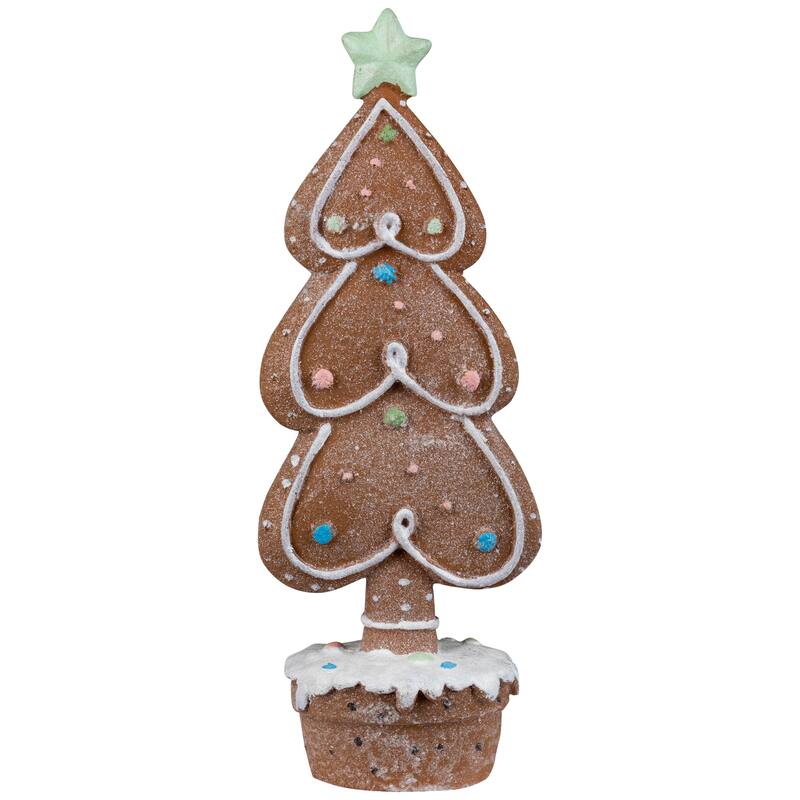 Gingerbread Cookie Christmas Tree with Icing and Star Decoration - 11.5"