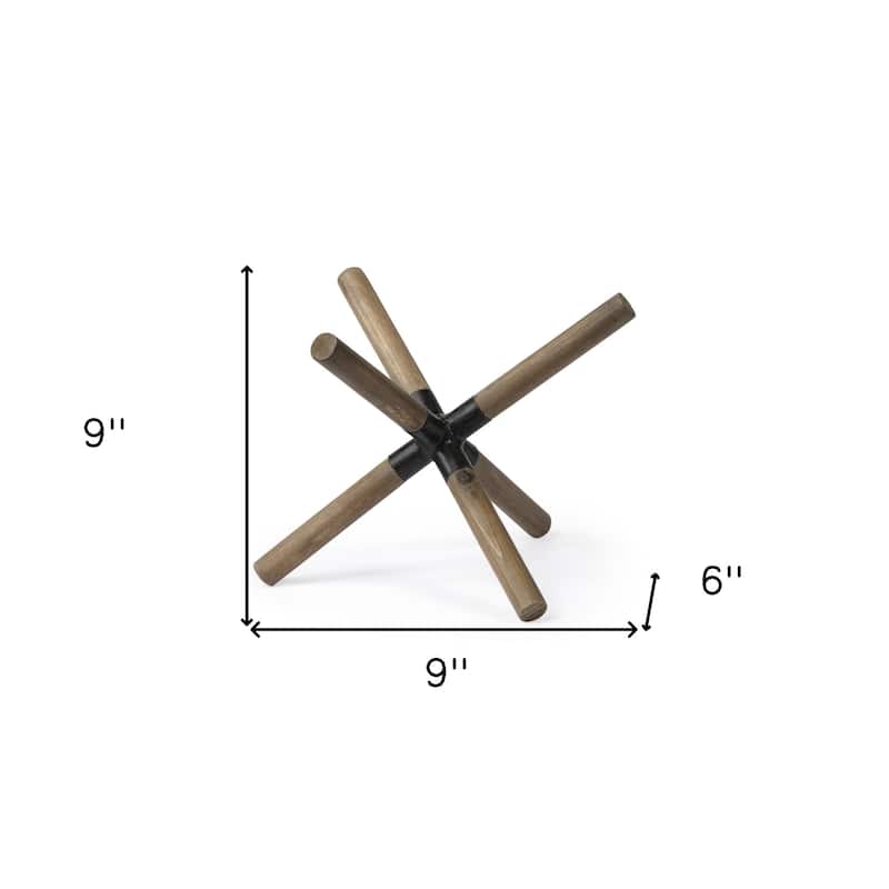 HomeRoots 6" Brown Metal And Wood Modern Abstract Tabletop Sculpture
