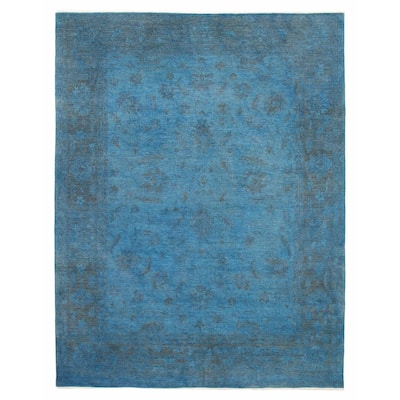 ECARPETGALLERY Hand-knotted Vibrance Blue Wool Rug - 9'0 x 11'10