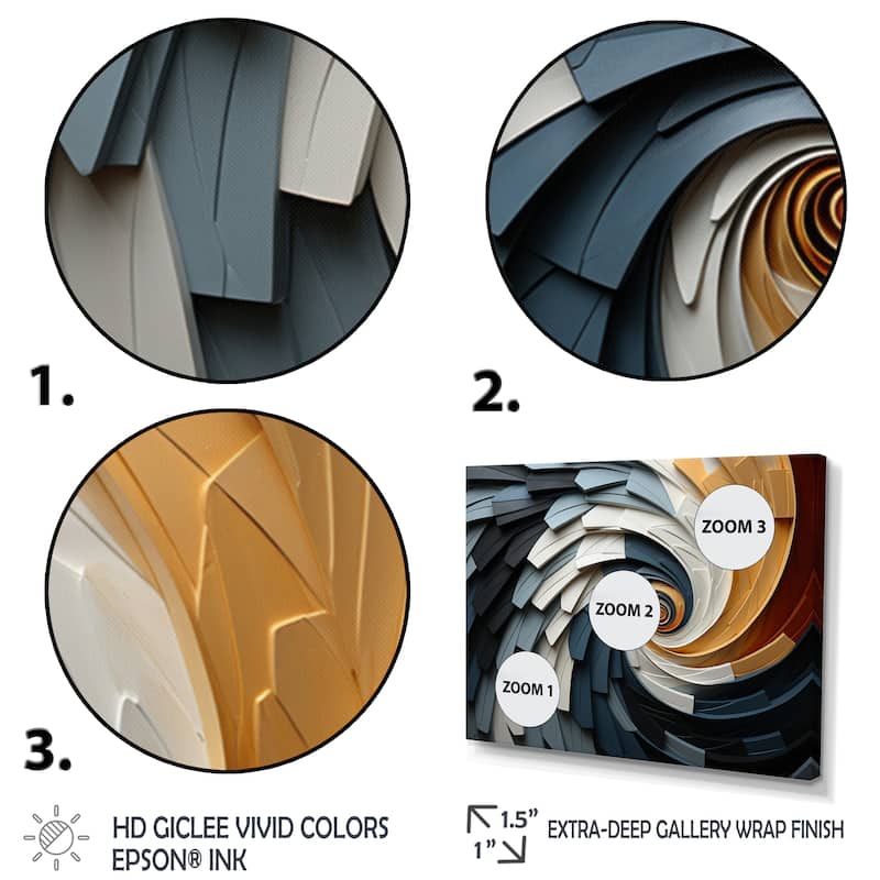 Designart "Geometric Spiral III" Abstract Spirals Framed Wall Decor