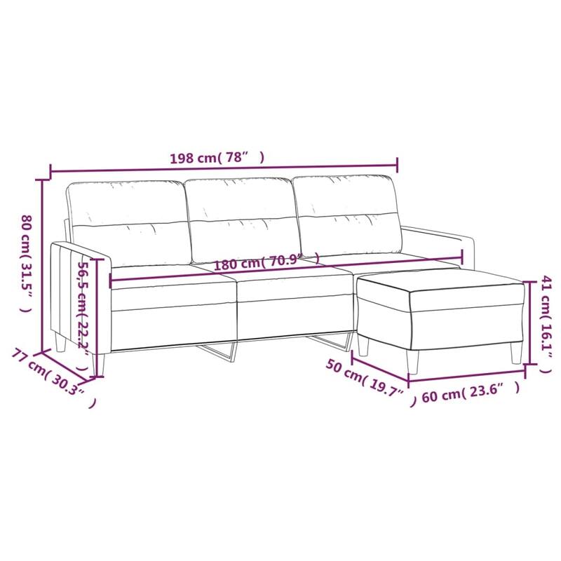 vidaXL Sofa with Footstool Dark/Light Gray multi size Fabric