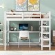 preview thumbnail 15 of 82, Space-Saving Loft Bed with Storage Shelves and Desk, Solid Wood Loft Bed Frame with Ladder and Guardrail for Kids Teens Adults White - Full
