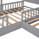 preview thumbnail 14 of 14, Wood House Bed Twin Size, 2 Twin Solid Bed L structure with Fence and Slatted Frame