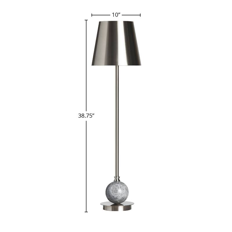 Metal 39" Buffet Lamp with Tapered Shade, Silver - Set of 2