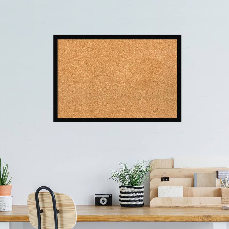 Svelte Wood Framed Natural Corkboard Bulletin Board
