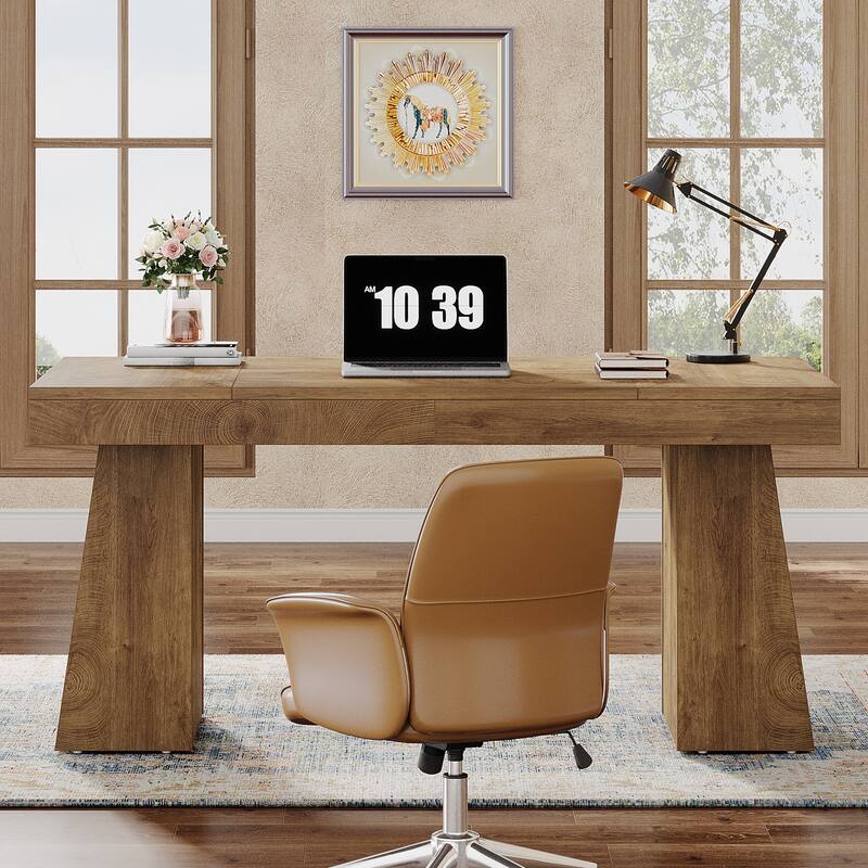 55 Inches Executive Desk, Home Office Desk, Wood Computer Desk