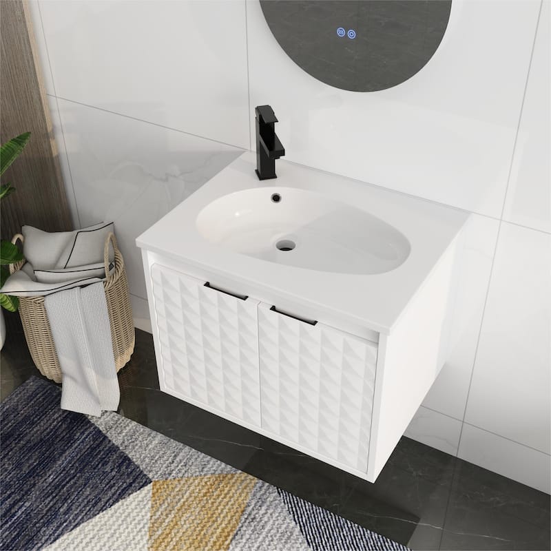Bathroom Vanity With Sink In 24/30/36 Inch, Floating Bathroom Vanity With Soft Close Door