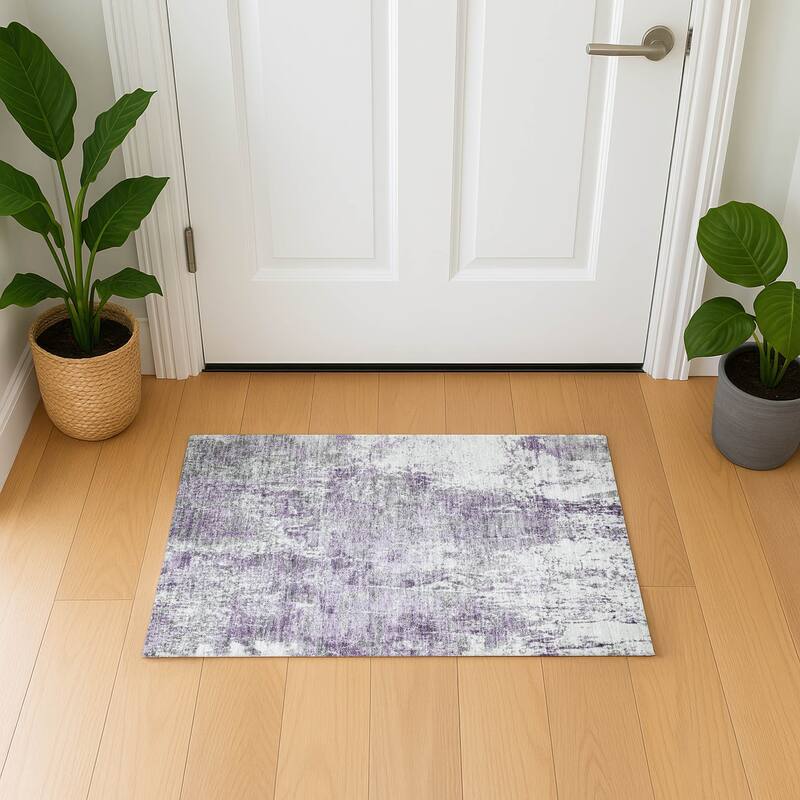 Premium Washable Super Soft Abstract Mayfield Rug - Plum - 1'8" x 2'6"