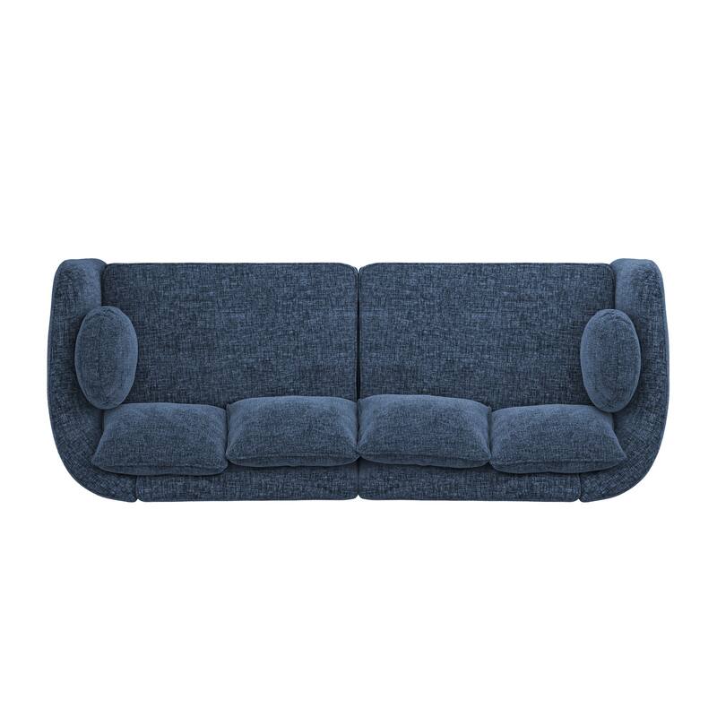 90.6 Inch 3-Seater Sofa Couch with 6 Pillows, Chenille Upholstered Living Room Sofa for Living Room Bedroom Apartment in White