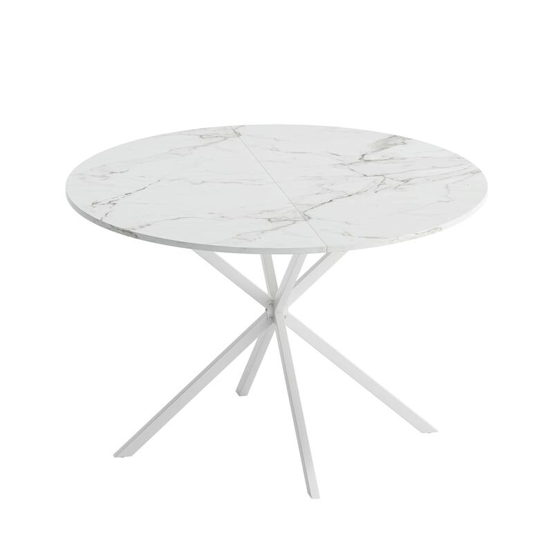 47.24" Modern Round Dining Table with 2 Removable Top and Metal Base