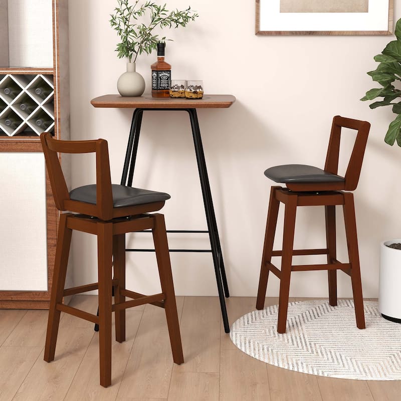 Costway Swivel Counter Height Bar Stool 26'' Upholstered PU Leather