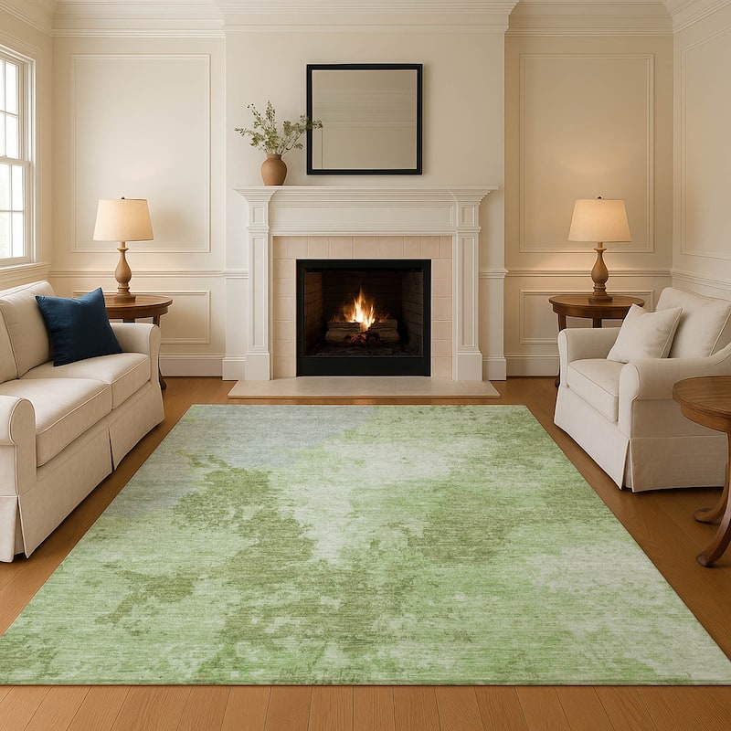 Premium Washable Super Soft Modern Abstract Mayfield Rug - Aloe - 5' x 7'6"