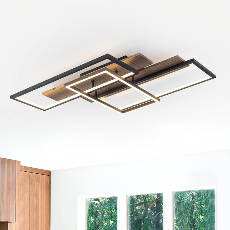 Rectangular Integrated LED Flush Mount Ceiling Light Dimmable - Dia.26.77-in - Dia.26.77-in