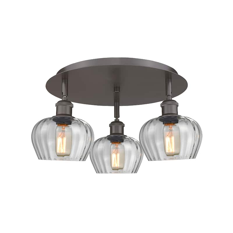 Innovations Lighting Fenton - 3 Light 18" Flush Mount - Clear/Oil Rubbed Bronze