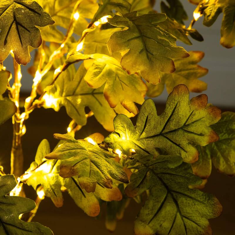 Pre-Lit Fall Harvest Oak Artificial Tree - 4' - Warm White LED Lights