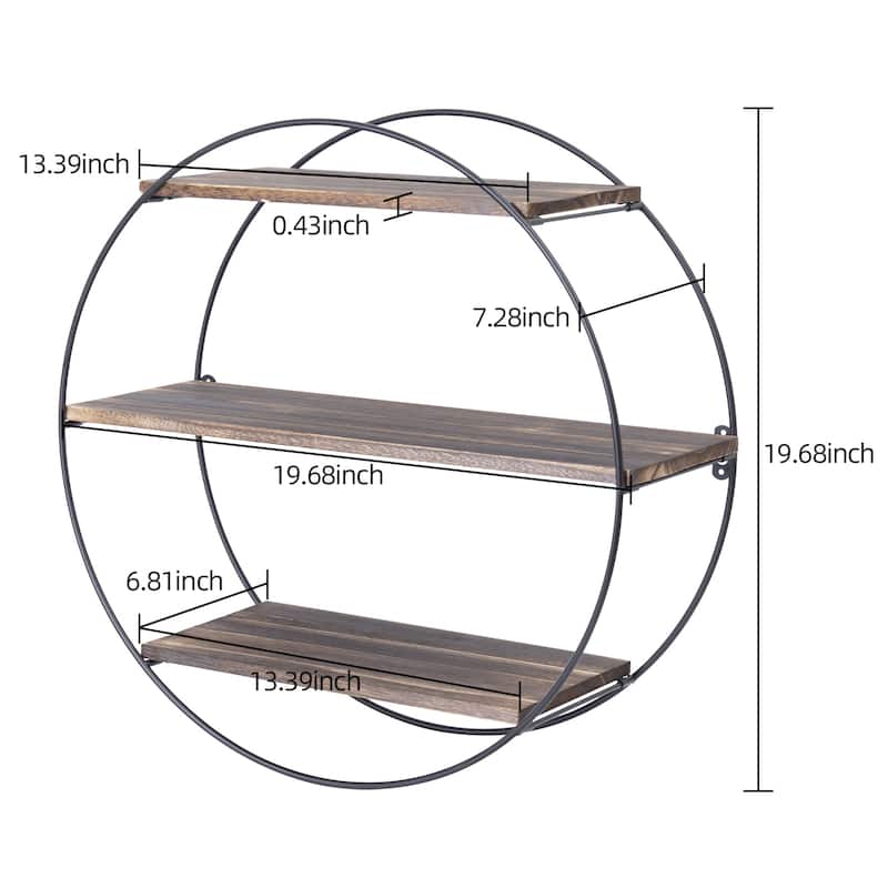 Circle Pine Solid Wood Floating Wall Mounted Shelf with Live Edge - 19.68 inch L