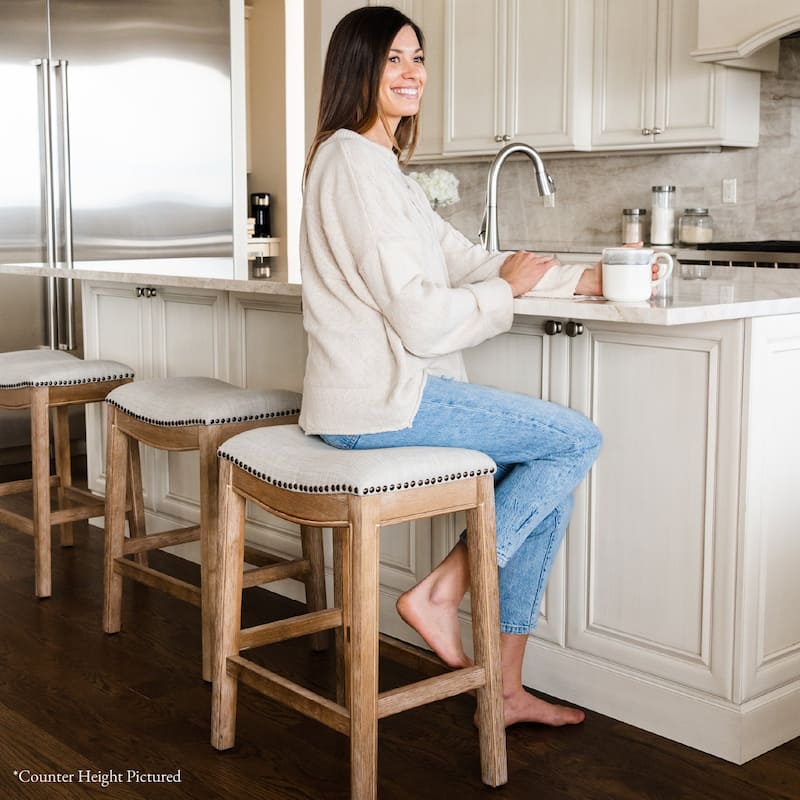 Maven Lane 31" Adrien Saddle Kitchen Bar Height Stool - N/A
