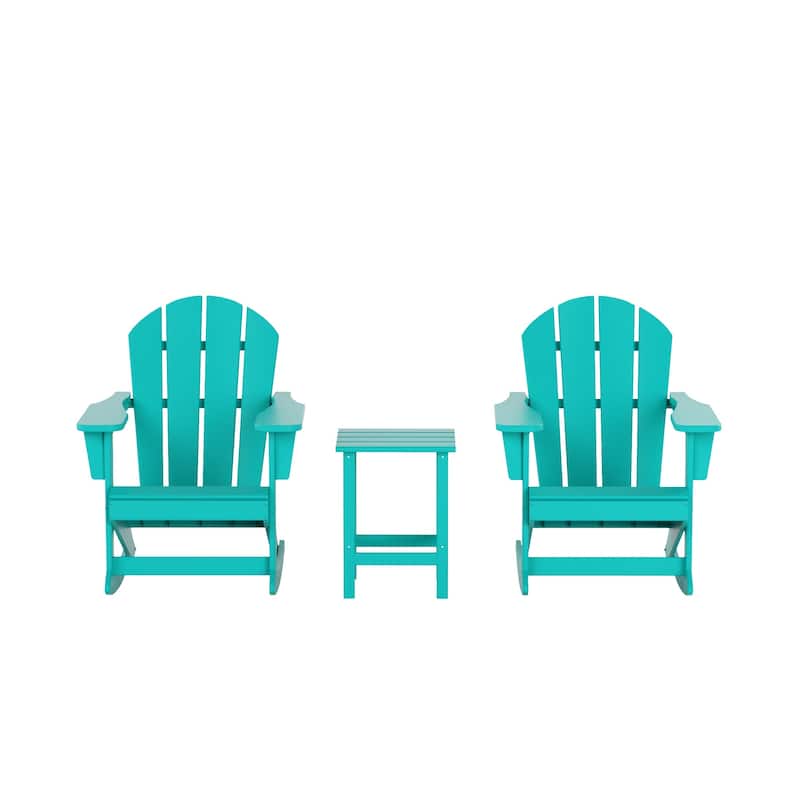 Polytrends Laguna Hdpe All Weather Outdoor Patio Rocking Chairs With Side Table (3-Piece Set)