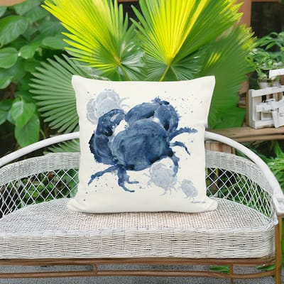 Magnolia Casual Outdoor Pillow Indigo Crab 18x18