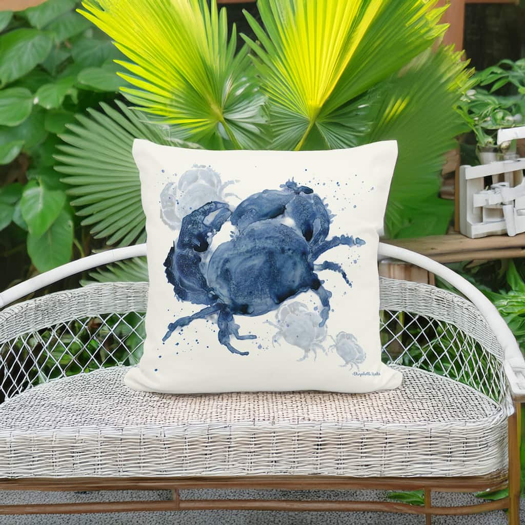 Magnolia Casual Outdoor Pillow Indigo Crab 18x18