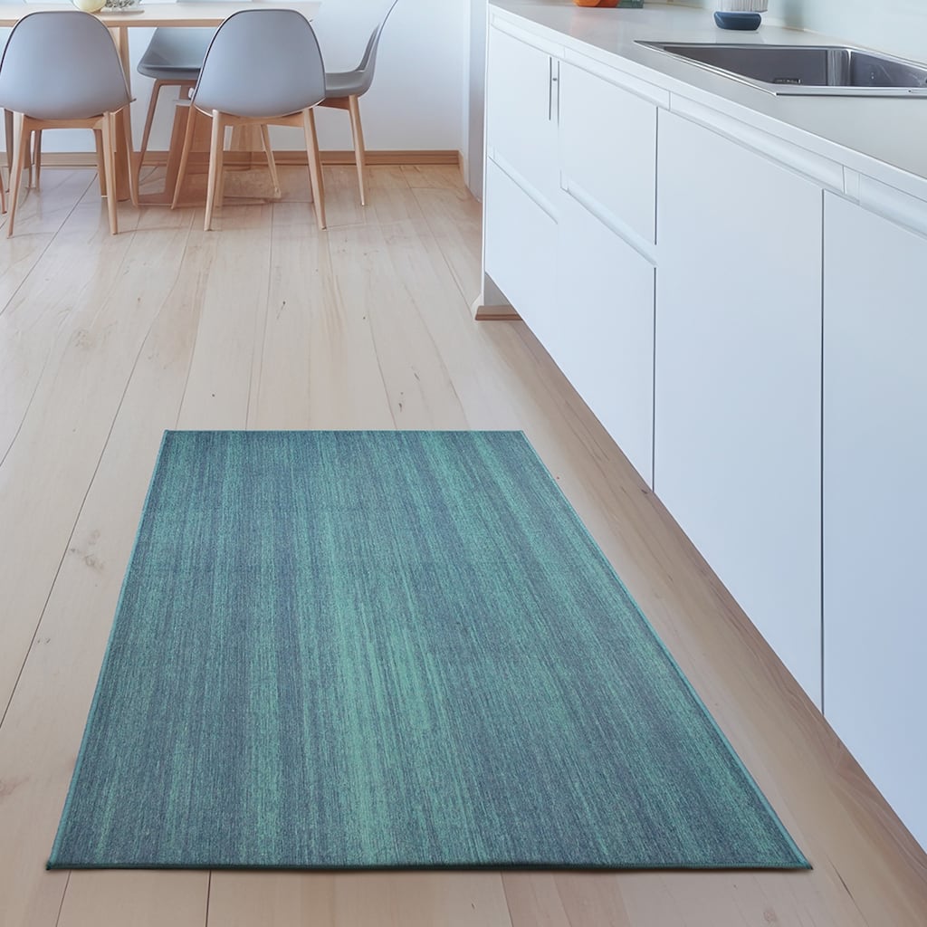 My Magic Carpet Machine Washable Area Rug Solid Blue