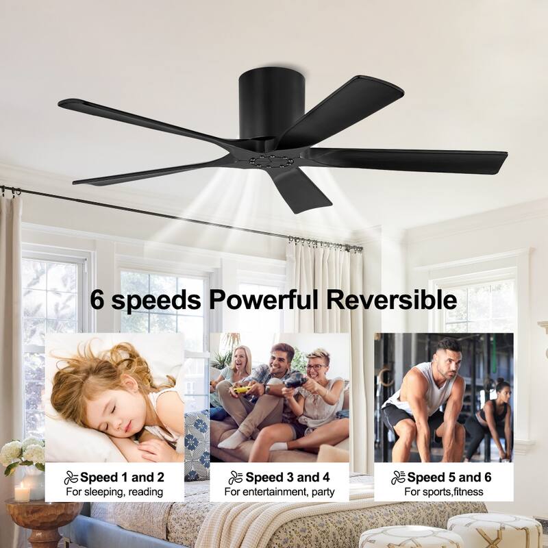 MLiAN 52 In. 5 Solid Wood Blades Indoor Ceiling Fan with Remote - 52 inch