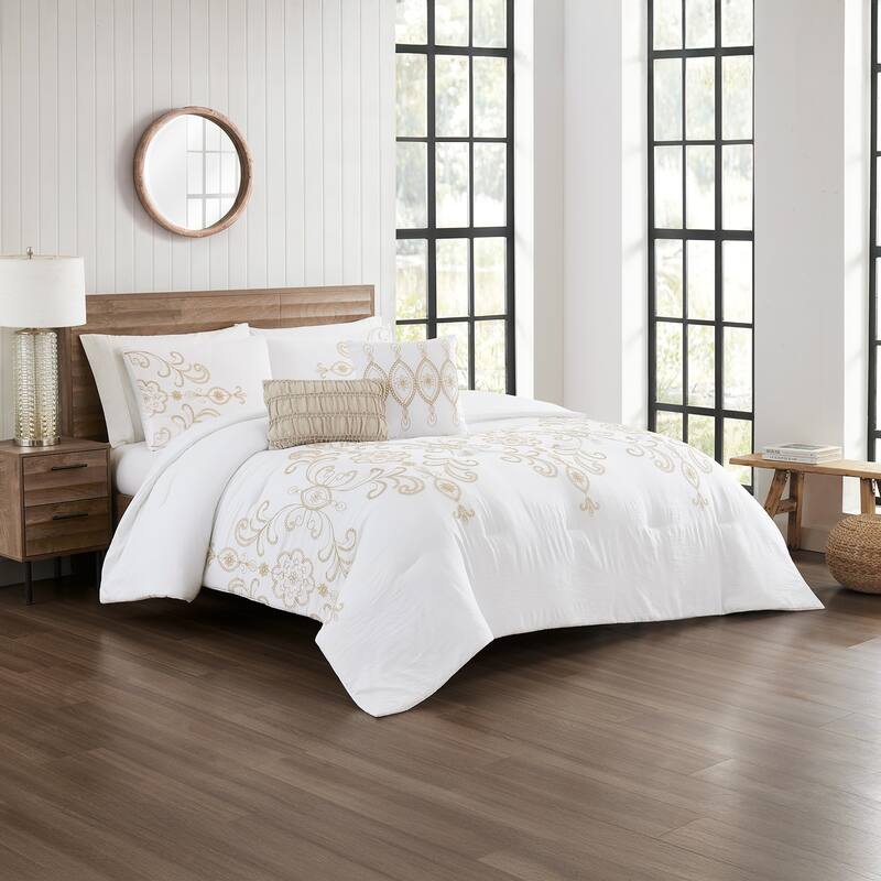 Modern Threads Sabrina 5-Piece Jacquard Comforter Set with Shams and Decorative Pillows