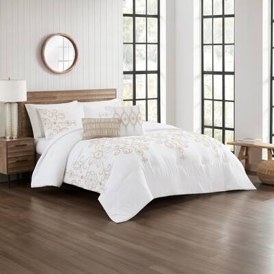 Modern Threads Sabrina 5-Piece Jacquard Comforter Set with Shams and Decorative Pillows