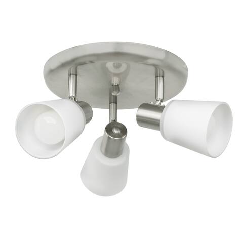 Eglo Gino 3-Light Matte Nickel Circular Ceiling Track Light with White Glass