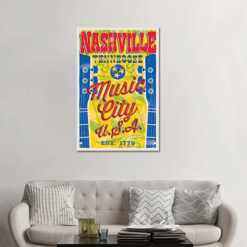 iCanvas "Nashville Music City U.S.A. Poster" by Jim Zahniser Canvas Print - 48x32x1.5