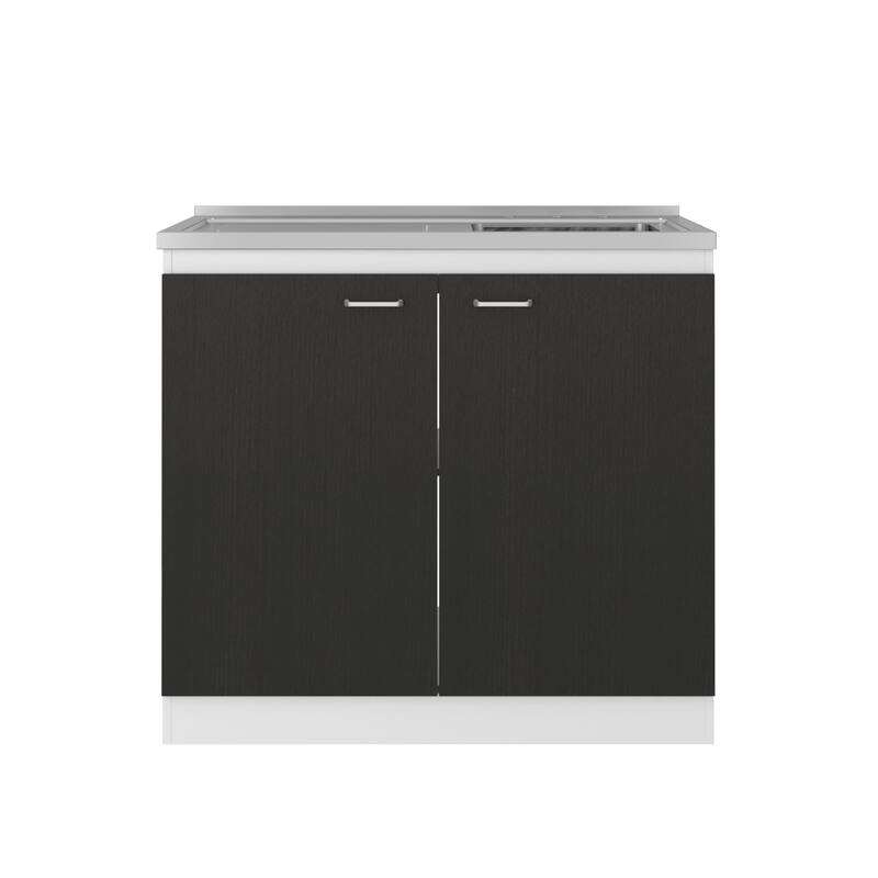 TUHOME Napoles Utility Sink Cabinet with Integrated Steel Sink - N/A