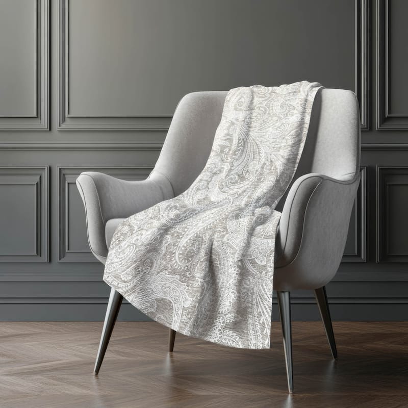 Premium Machine Washable Paisley Sherpa Throw Blanket