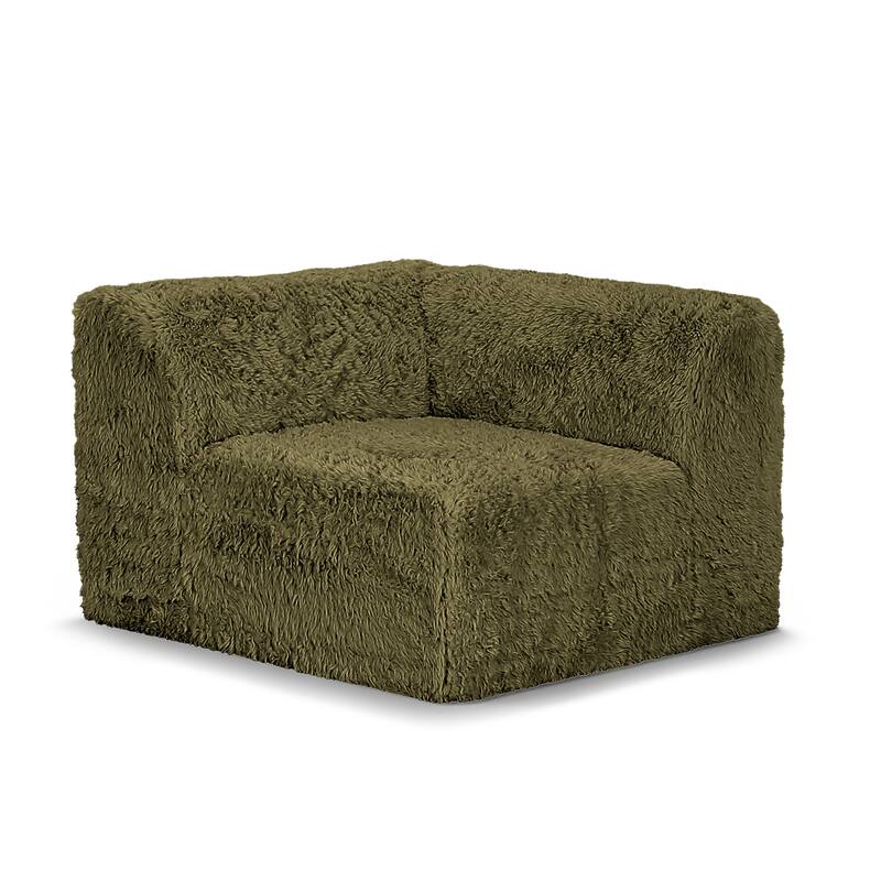 Furniture of America Ylena Modern 5-Piece Faux Fur Foam Modular Compressed Sectional Sofa