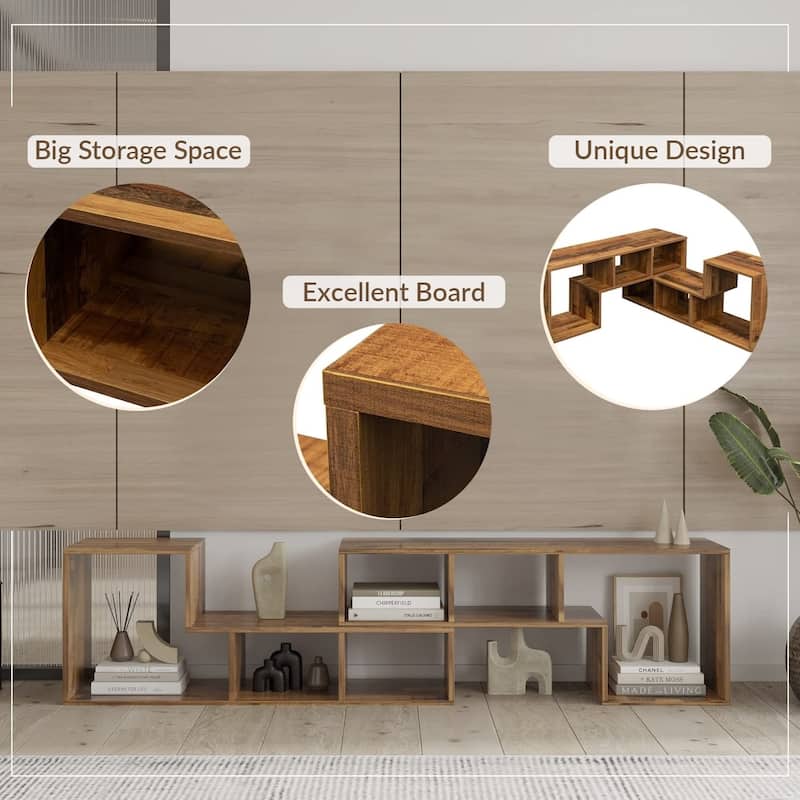 Grondin 2-Piece L Shaped TV Stand, Multi-Functional Free Combination Media Console Bookshelf for Living Room Bedroom