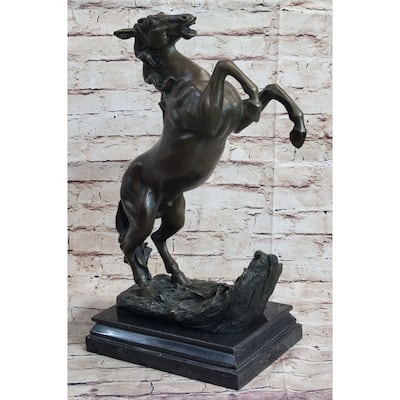 Rearing Horse On Hind Legs Bronze Sculpture Statue Equestrian Pj Mene Art Decor