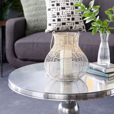 Silver Metal Contemporary Lantern 12 x 10 x 10 - 10 x 10 x 12