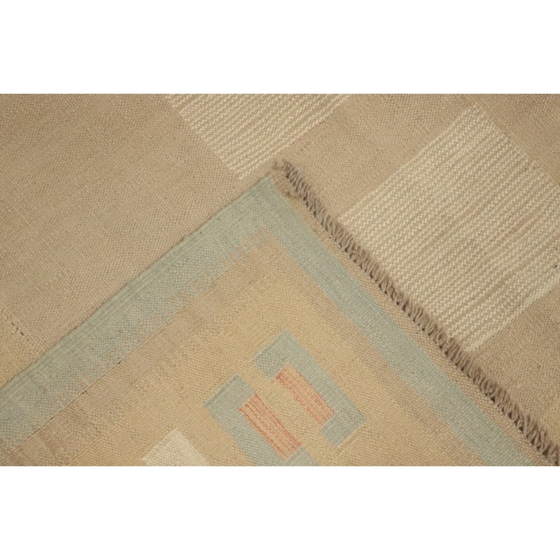 Hand Woven Southwestern Wool Beige Geometric Area Rug - 12' 6'' X 9' 9''