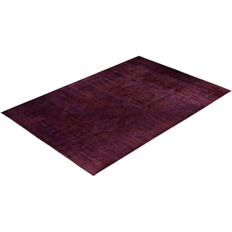 Overdyed One-of-a-Kind Hand-Knotted Area Rug - Purple - 12' 2" x 17' 10"