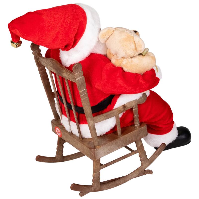 Animated Musical Santa in Rocking Chair Christmas Decoration - 14"