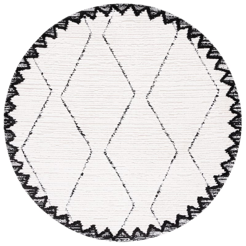 SAFAVIEH Handmade Marrakech Kairit Traditional Rug - 6'7" Round - Ivory/Anthracite