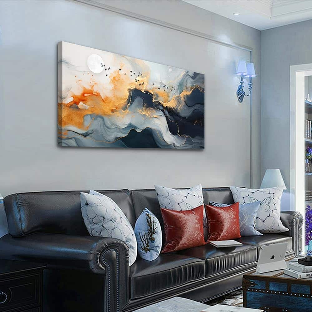 Minimalist Abstract Ink Canvas Art - Boho Wall Decor