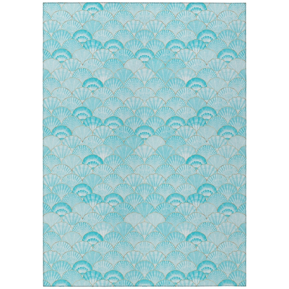 Indoor/ Outdoor Surfside Seashells Washable Rug New