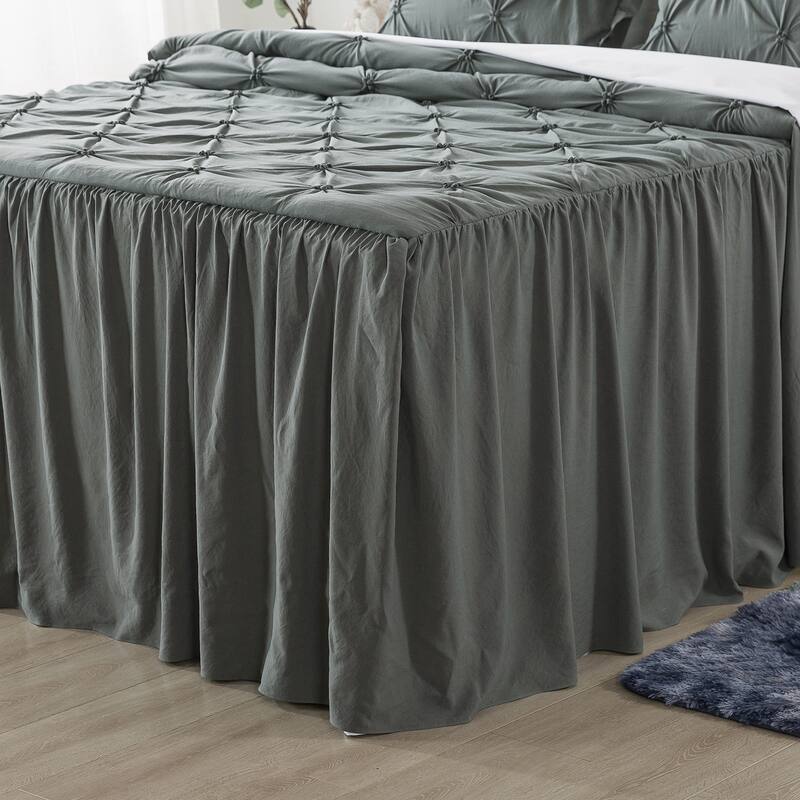 4/5 PCS Shabby Chic Farmhouse Style Ruffle Skirt Bedspread